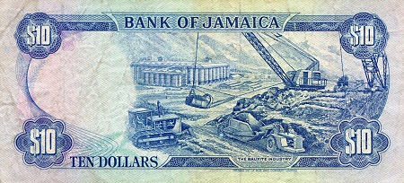 Jamaica 10 Dollar F (See large scan) pick #: 71d
