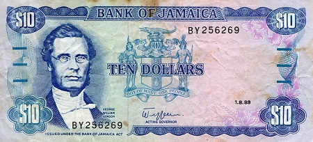 Jamaica 10 Dollar Pick Number: 71d VG (See large scan) Banknote