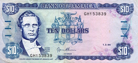 Jamaica 10 Dollar Pick Number: 71g VF (See large scan) Banknote