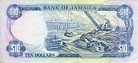 Jamaica 10 Dollar VF (See large scan) pick #: 71g