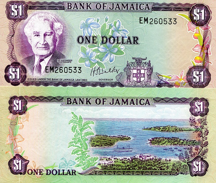 Jamaica 1 Dollar Pick Number: 59b UNC Banknote
