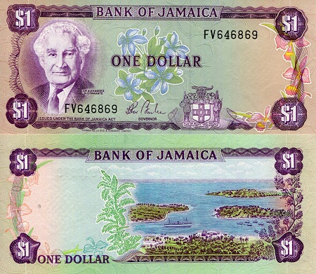 Jamaica 1 Dollar Pick Number: 64b UNC Banknote
