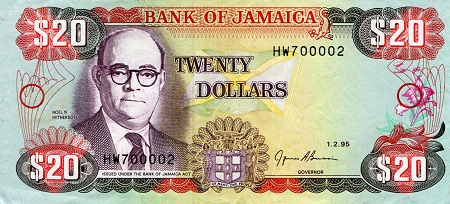 Jamaica 20 Dollar Pick Number: 72g XF (see large scan) Banknote