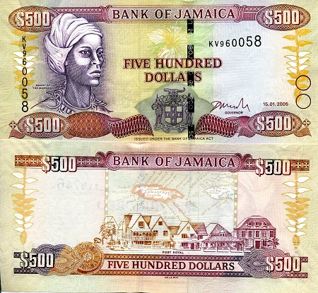 Jamaica 500 Dollar Pick Number: 85b UNC Banknote