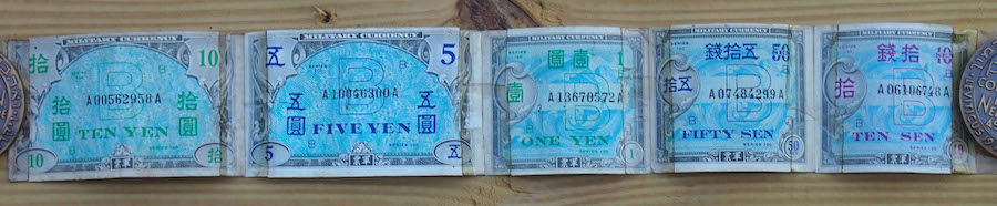 Japan  Japan Allied Military Currency 5 Note Snorter Belt Used
