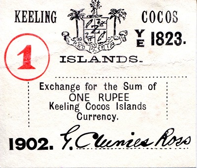 Keeling and Cocos Islands 1 Rupee Pick Number: S126 XF (see large scan) Banknote
