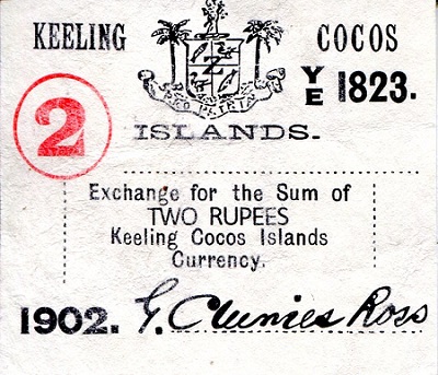 Keeling and Cocos Islands 2 Rupee Pick Number: S127 XF (see large scan) Banknote
