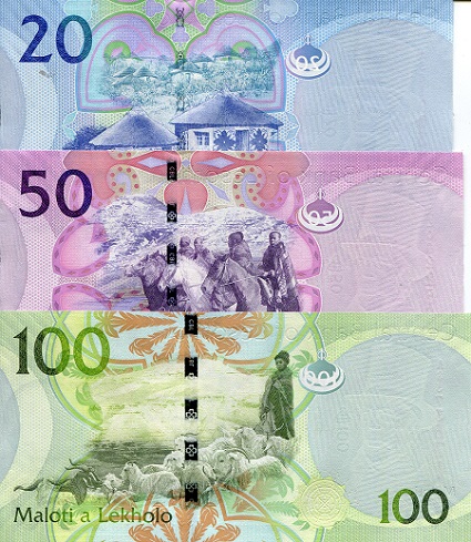 Lesotho 20 100 Maloti UNC  pick #: 22b, 23b, 24b
