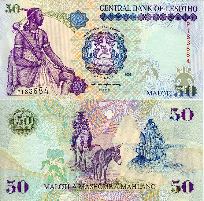 Lesotho 50 Maloti Pick Number: 17d UNC Banknote