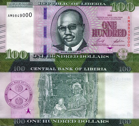 Liberia 100 Dollars Pick Number: New UNC Banknote