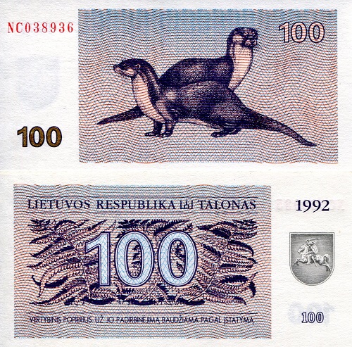 Lithuania 100 Talonas Pick Number: 42 UNC Banknote