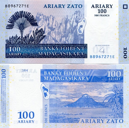 Madagascar 100 Ariary Pick Number: 86b UNC Banknote