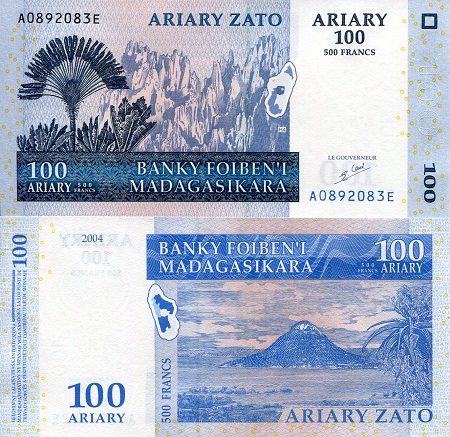 Madagascar 100 Ariary Pick Number: 86a UNC Banknote