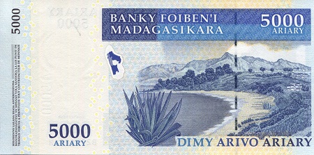 Madagascar 5,000 Ariary UNC pick #: 91Ba