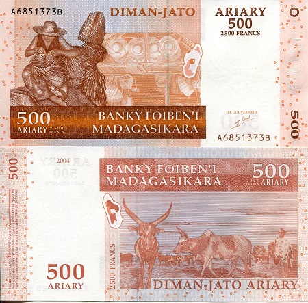 Madagascar 500 Ariary Pick Number: 88a UNC Banknote