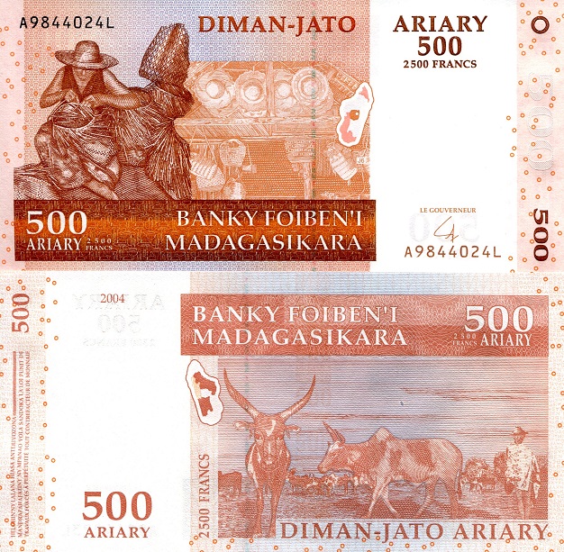 Madagascar 500 Ariary Pick Number: 88b UNC Banknote