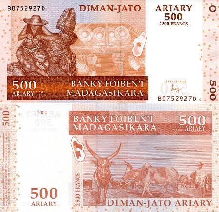 Madagascar 500 Ariary Pick Number: 88d UNC Banknote