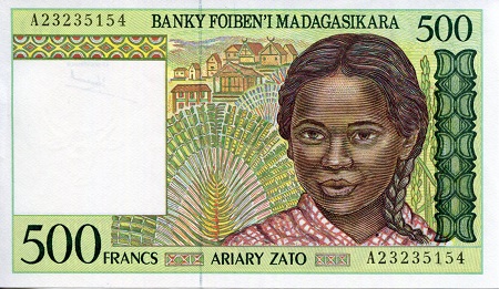 Madagascar 500 Ariary Pick Number: 75a UNC Banknote