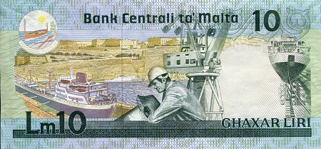 Malta 10 Liri VF+ (see large scan) pick #: 39
