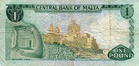 Malta 1 Lira F/VG (see large scan) pick #: 31b