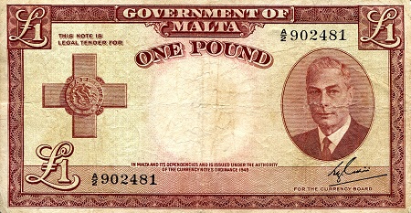 Malta 1 Pound Pick Number: 22 VF-/F+ (see large scan) Banknote