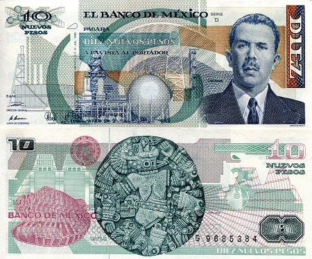 Mexico 10 Pesos Pick Number: 95 UNC Banknote