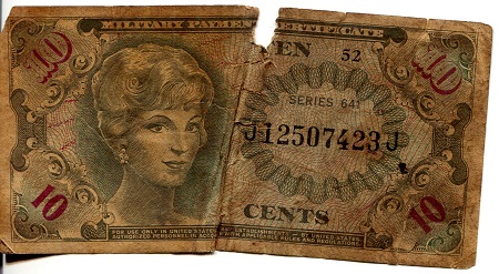 USA - Military 10 Cents Pick Number: m58 Poor (see large scan) Banknote