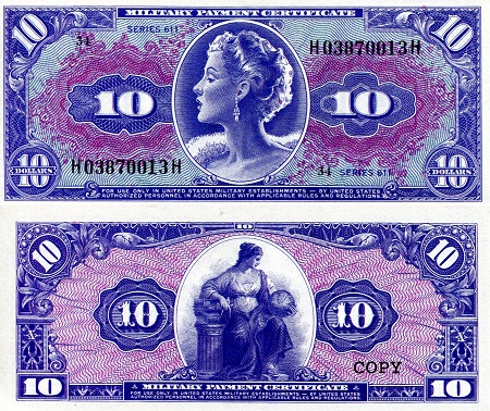 USA - Military 10 Dollars Pick Number: m56r (COPY) Not Graded (see large scan) Banknote