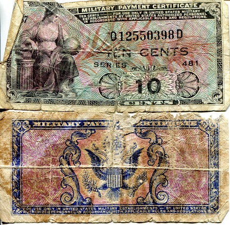 USA - Military 10 Cents Pick Number: m23 G - Poor (see large scan) Banknote