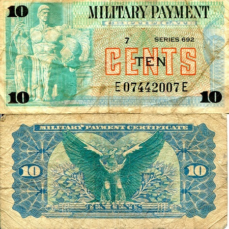 USA - Military 10 Cents Pick Number: m92 VG (See large scan) Banknote