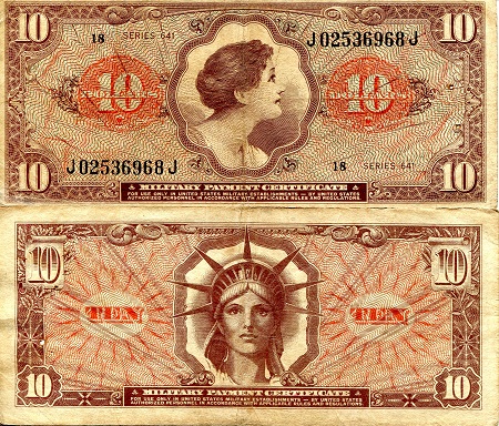USA - Military 10 Dollars Pick Number: m63 F (see large scan) Banknote