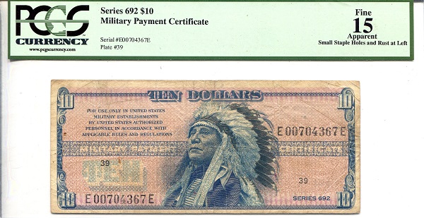 USA - Military 10 Dollars Pick Number: m97 F (See large scan) Banknote