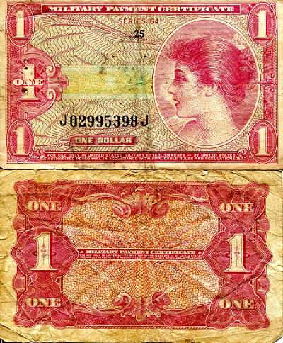 USA - Military 1 Dollar Pick Number: m61 VG/G (see large scan) Banknote