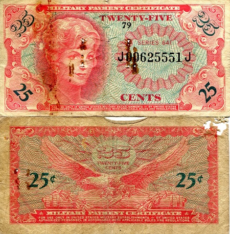 USA - Military 25 Cents Pick Number: m59 G (see large scan) Banknote