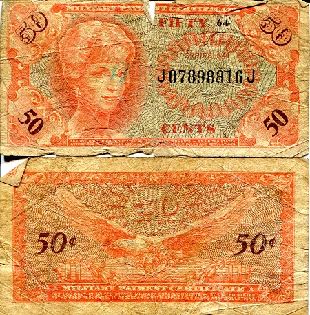 USA - Military 50 Cents Pick Number: m60 G - Poor (see large scan) Banknote