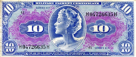 USA - Military 10 Dollars Pick Number: m56 F (see large scan) Banknote
