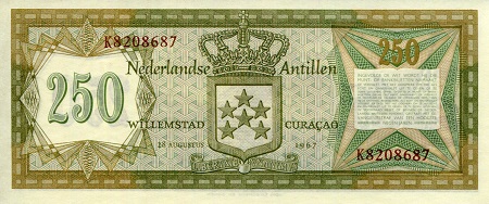 Netherlands Antilles 250 Gulden aUNC pick #: 13a