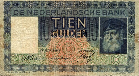 Netherlands 10 Gulden Pick Number: 49 G (See large scan) Banknote