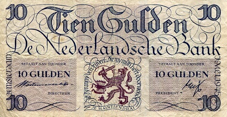 Netherlands 10 Gulden Pick Number: 74 F (See large scan) Banknote