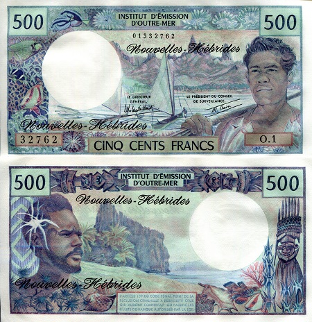 New Hebrides 500 Francs Pick Number: 19c UNC Banknote