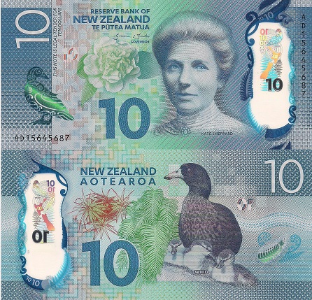 New Zealand 10 Dollars Pick Number: 192 UNC Banknote