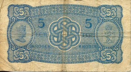 Norway 5 Kroner VG (See large scan) pick #: 7c
