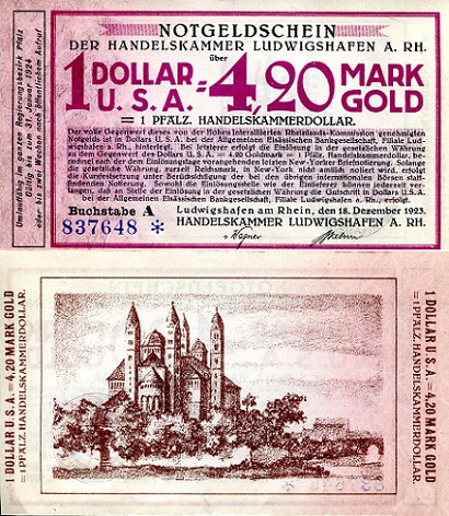 Germany - Notgeld 4.2 (1) Mark (Dollar) Pick Number: NP aUNC/XF (see large scan) Banknote