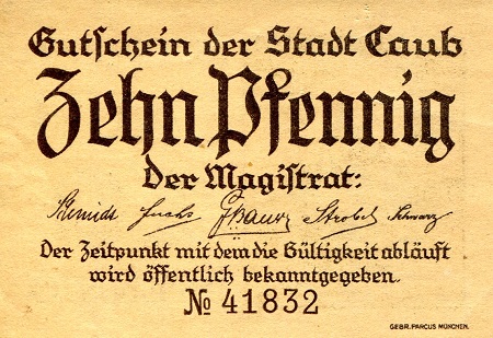 Germany - Notgeld 10 Pfennig Pick Number: NP XF Banknote
