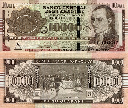 Paraguay 10,000 Guaranies Pick Number: 224c UNC Banknote