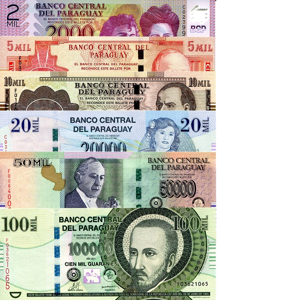 Paraguay 2,000 - 100,000 Guaranies Pick Number: Various UNC Banknote