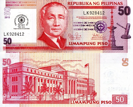 Philippines 50 Piso Pick Number: 216 UNC Banknote