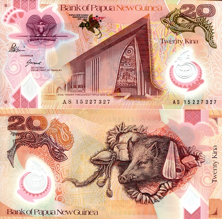 Papua New Guinea 20 Kina Pick Number: 49 UNC Banknote