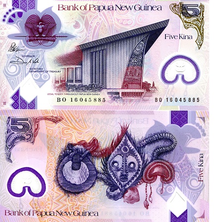 Papua New Guinea 5 Kina Pick Number: 51 UNC Banknote
