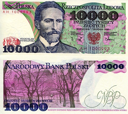 Poland 10,000 Zlotych Pick Number: 151 UNC Banknote